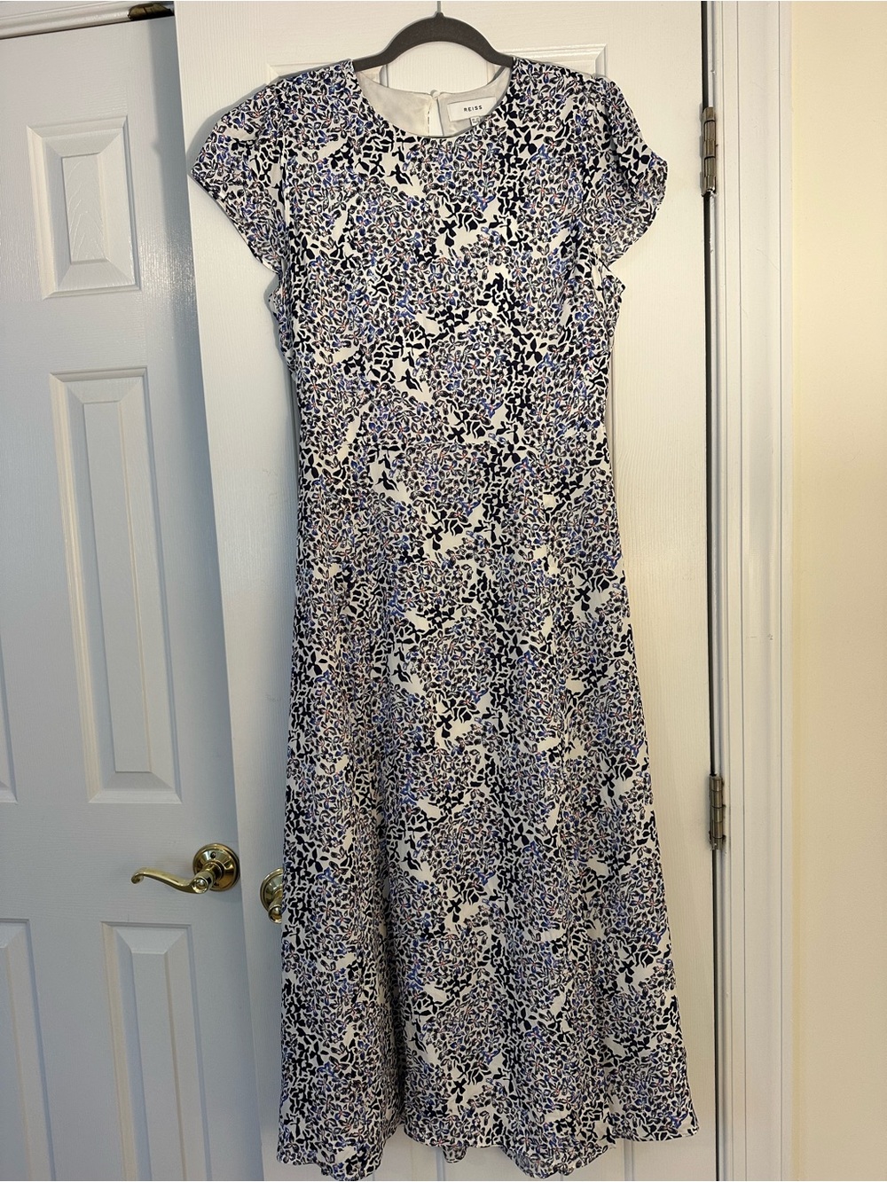 Reiss White Dress with Blue Floral Print